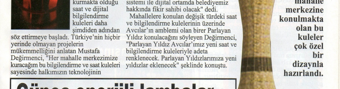 Avcılar belediyesi dergisi  2009 tarihli Hizmark yazısı